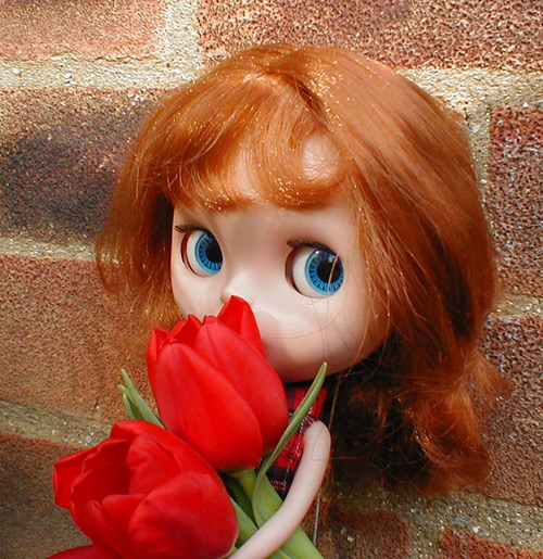 Blythe with tulips